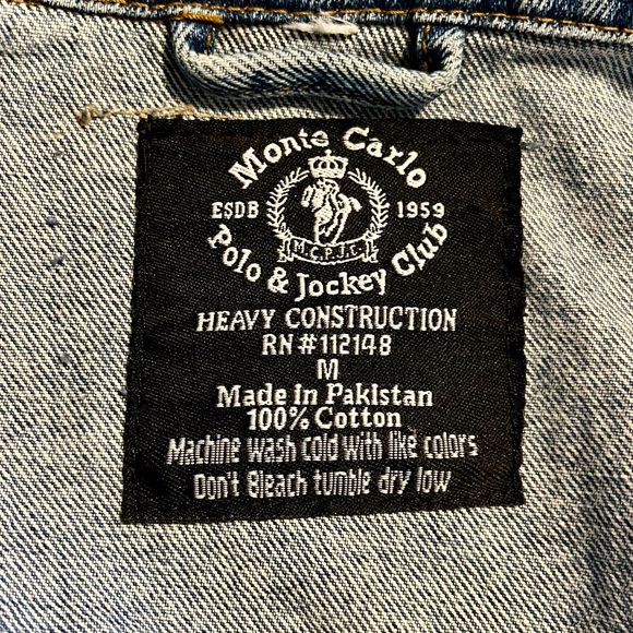 Vintage 90s Men’s Blue Denim Trucker Jeans Jacket Long Sleeved Button Front - Picture 8 of 9